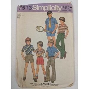 Simplicity 7513 child Boys Shirt Top Pants Shorts Size 8